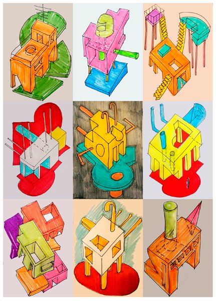 Bocetos de esculturas habitables